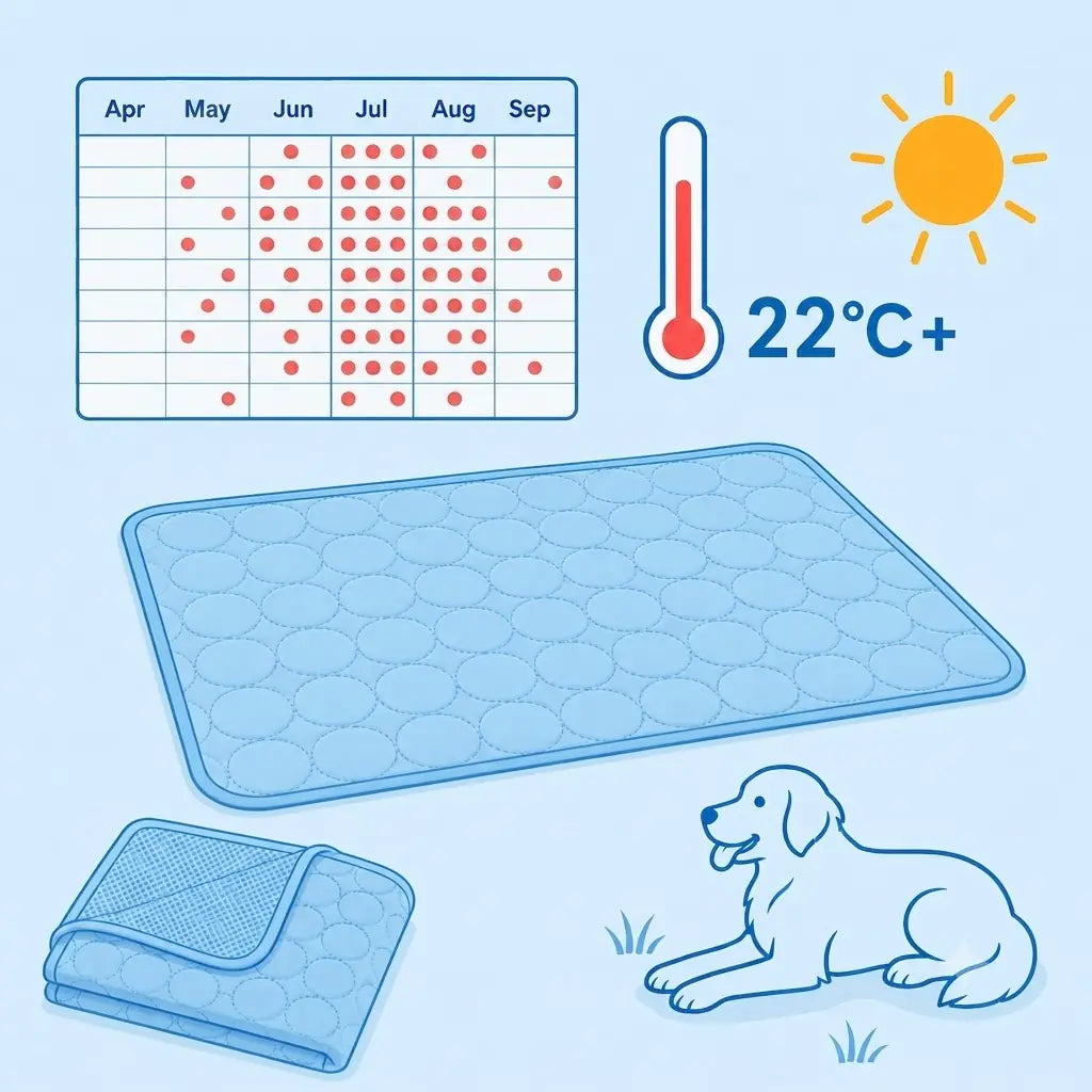 Warm British living room in summer with a dog resting on the cooling mat