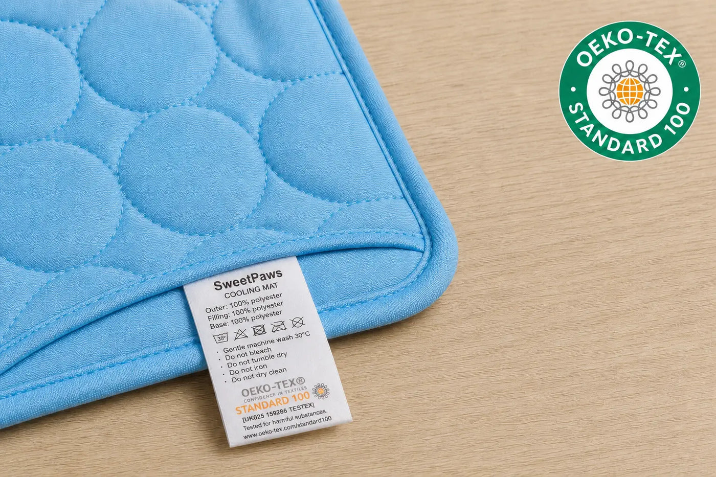 OEKO-TEX Standard 100 certified fabric layers of the cooling mat